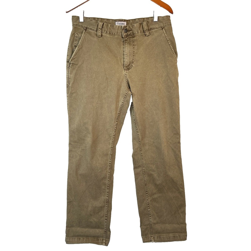 Corridor NYC Mens Heavy Cotton Twill Trouser Pants Size 30 Brown Straight Leg